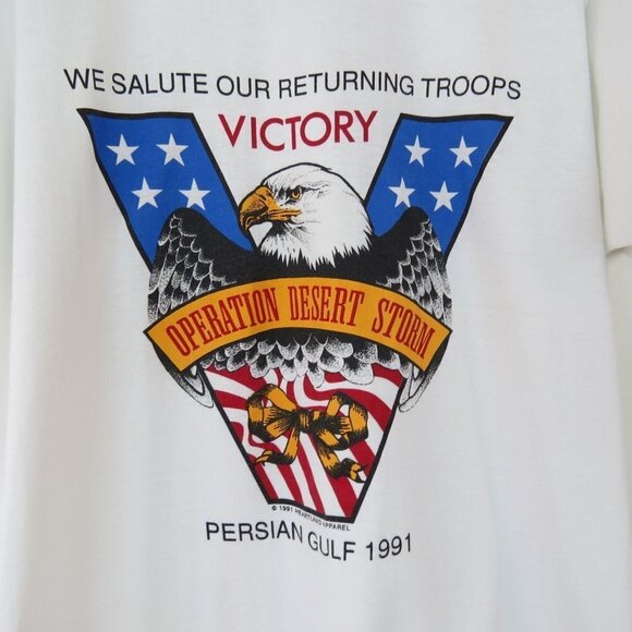 VINTAGE 90s Screen Stars Persian Gulf 1991 Operation Desert Storm Tee XL - Picture 1 of 7